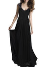 Hollow Back Halter V-Collar Lace Evening Dress