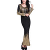 Gilt Cotton Slim Long-Sleeved Evening Dress