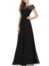 Round Neck Patchwork Ruched  Hollow Out Plain Evening Dress