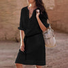 Women's Long Sleeve V-neck Waist Dress