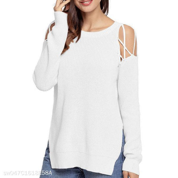 Fashion Round Neck Strapless Sweater