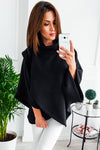 High Collar Bat Sleeve Loose Solid Color Sweater