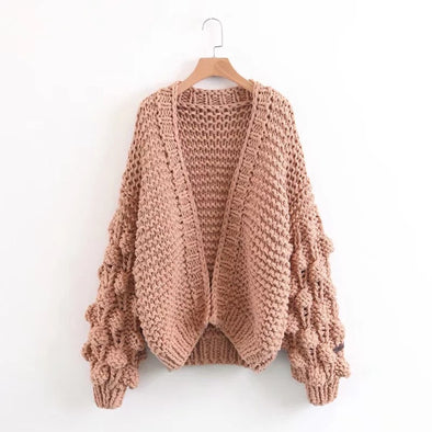 Fashion Thick Wool Hand-knitted Sweater Cardigan Coat