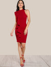 Band Collar  Plain  Blend Bodycon Dress