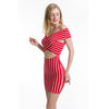 Women's striped one-neck dress bag hip skirt