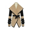 Fashion Belted Waist Large Lapel Coat