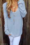 Round Neck  Plain  Casual Sweaters