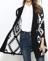 Diamond Jacquard Cardigan Knitted Coat