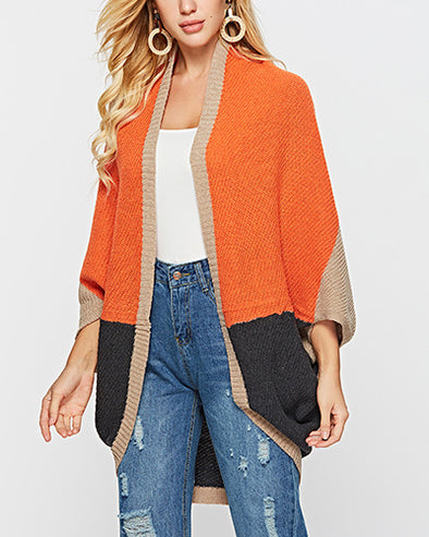 Contrast Bat Sleeve Cardigan