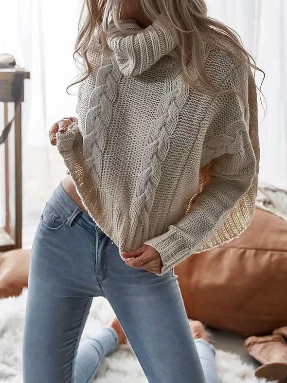 White Heaps Collar Long Sleeves Sweater Tops