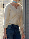 V-Neck Lace-Up Long Sleeve Sweater