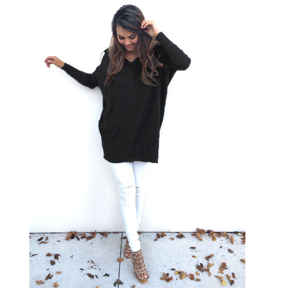 V- neck Long Sleeve Medium Style Sweaters