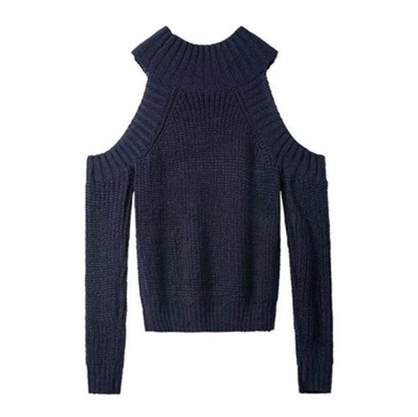 Stand Collar Long Sleeve Solid Color Sweater