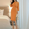 Temperament Round Neck Bat Sleeves Bodycon