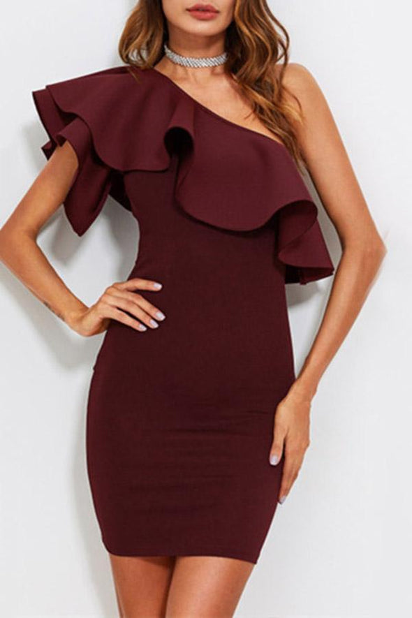 Sexy Slash Neck Short Sleeves Bodycon Dress