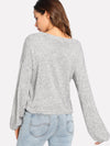 Round Neck Long Sleeve Pure Color Sweatshirt