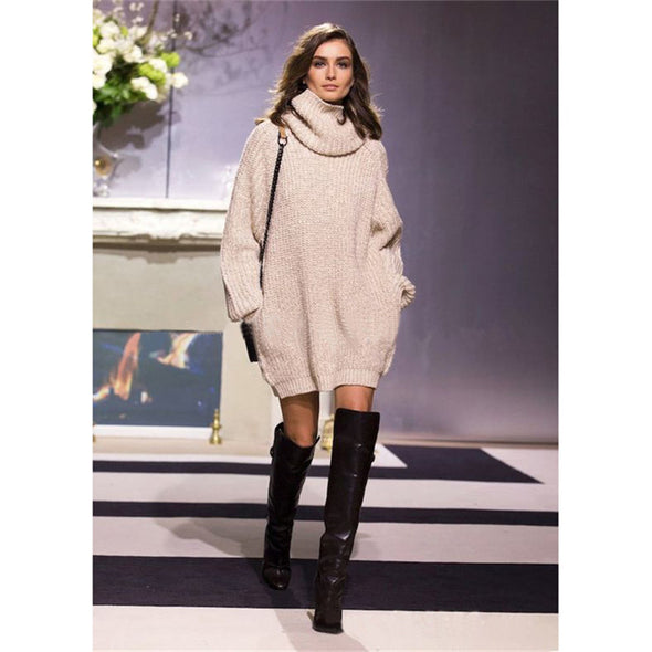 Casual Solid Turtleneck Hollow Stitching Wool Sweater