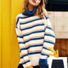 High Collar Loose Striped Sweater