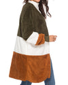 Long Sleeve Contrast Stitching Plush Cardigan