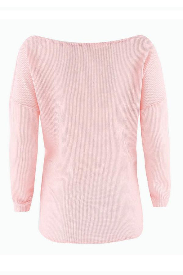 Asymmetric Neck  Asymmetric Hem  Plain Sweaters