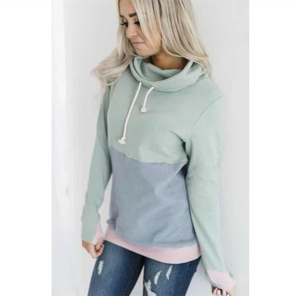 Colorblock Hooded Long Sleeve Sweater