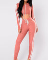 Sexy Short Hooded Top Slim Sports Pants Two-Piece Suit