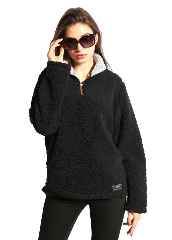 Warm Plush Long Sleeve Pure Color Sweatshirt