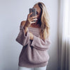 Loose O-Neck Long-Sleeved Knit Sweater