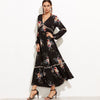 Casual Printed Deep V-Neck Hollow Bohemian Maxi Dress