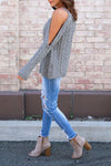 Open Shoulder  Cutout  Plain Sweaters