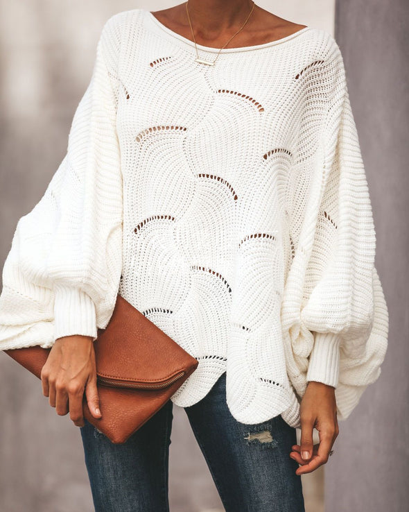 Loose Long Sleeve Openwork Sweater