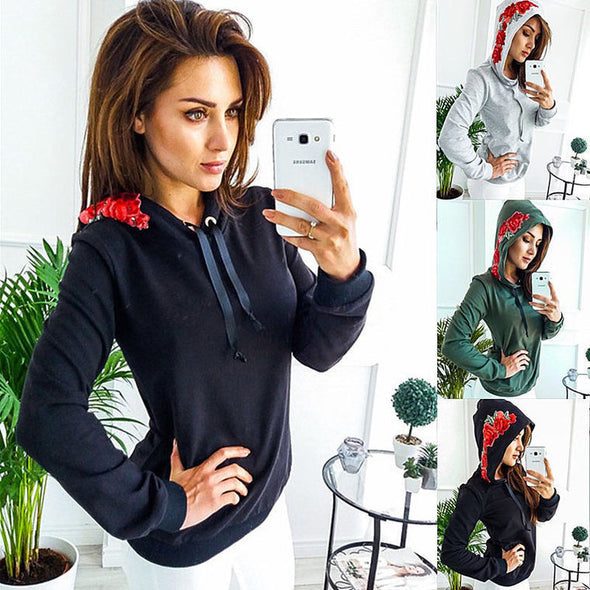 Women's Embroidered Hooded Sweater Coat