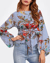 Women's printed one-shoulder long-sleeved shirt