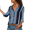 Women's Casual Striped Long-Sleeved V-Neck Shirt