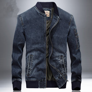 Stand Collar Casual Denim Men's Jacket