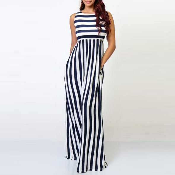 Stripe Sleeveless Wide Leg Jumpsuit