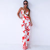 Sexy sleeveless  backless hollow out print   jumpsuit