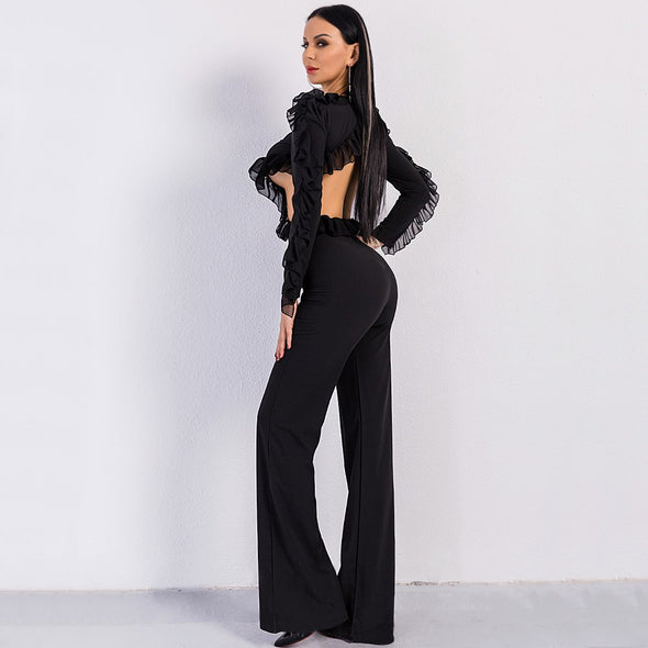 O-Neck Long Sleeve backless Jumpsuit