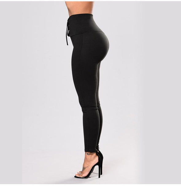 Casual Solid Color High Waist Trousers Leggings