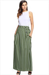 casual Stripe high waist maxi skirts