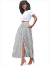 casual Stripe split high waist maxi skirts