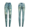 casual Solid Color ripped high waist trousers jeans