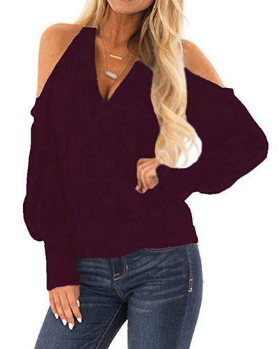 Casual Off-The-Shoulder Long-Sleeved Sweatshirt