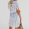 Women's loose striped short long shirt