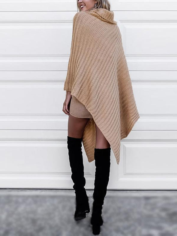 High Neck Fashion Cloak Shawl Bat Sweater