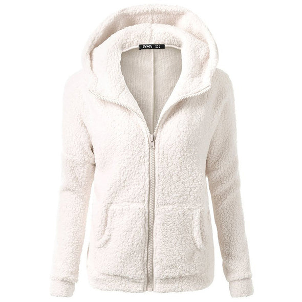 Fashion Hooded Pure Color Long Sleeve Cardigan Outwear