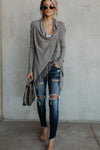 Fashion Solid Asymmetric Hem Tassel Cardigans