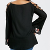 Cold Shoulder Round neck Openwork Embroidery Plus Size Tops