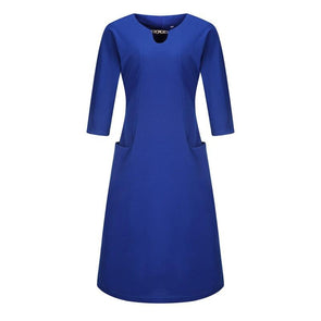 Fashion Solid Color 3/4 Sleeve Plus Size Casual Dress