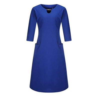 Fashion Solid Color 3/4 Sleeve Plus Size Casual Dress